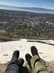 Relaxing at the top. View of Provo and the lake.